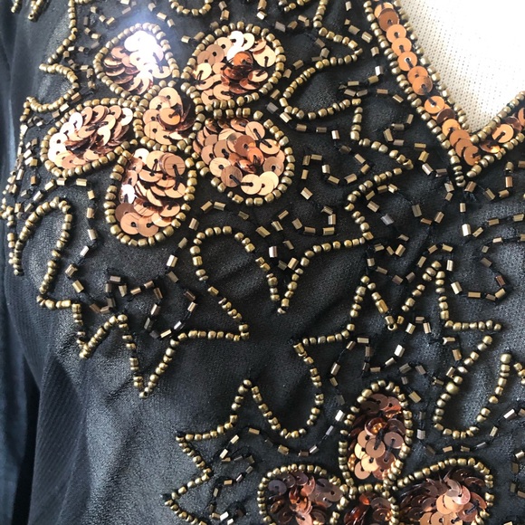 Sheer Top with Copper Sequin Detail and Bell Sleeves - Picture 4 of 5